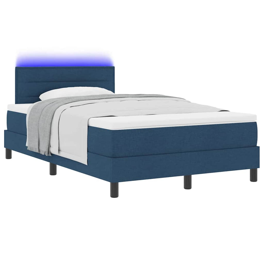 Boxspring bed met matras met LED Blauw 120 x 190 cm Stof