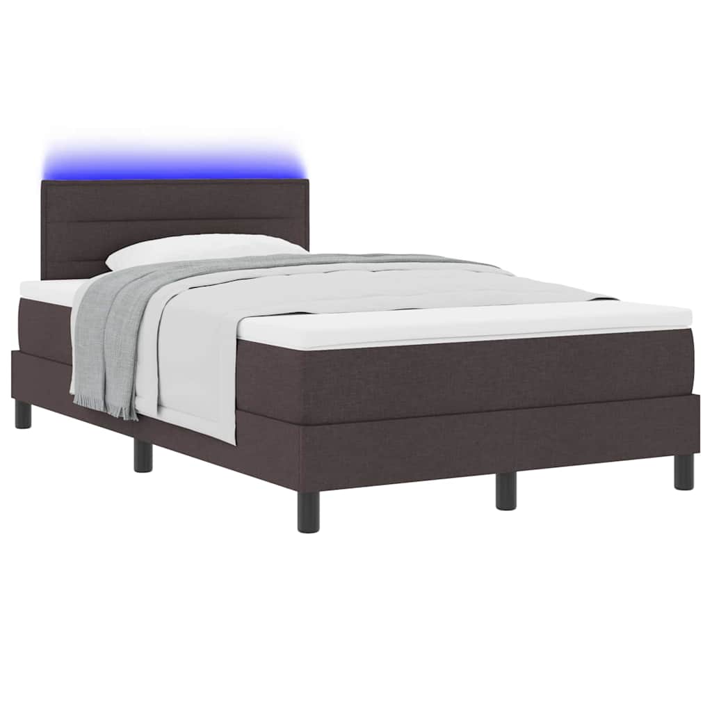 Boxspring bed met matras met LED Donkerbruin 120 x 200 cm Stof