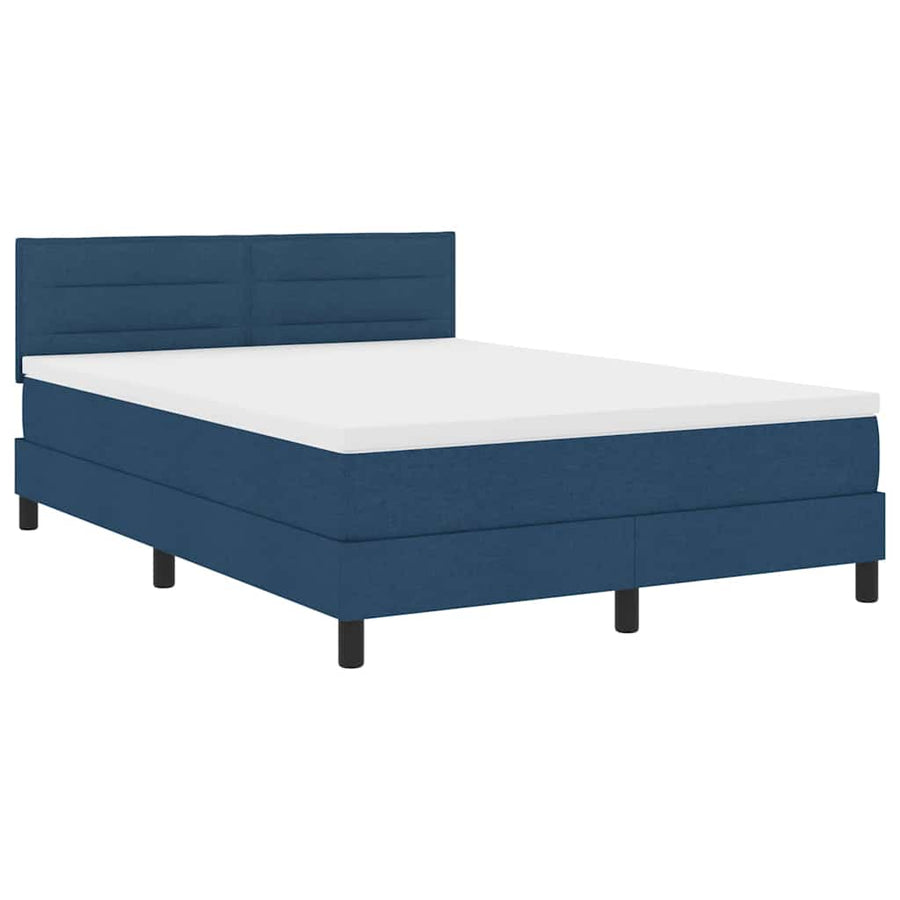 Boxspring bed met matras met hoofdeinde Blauw 140 x 190 cm Stof