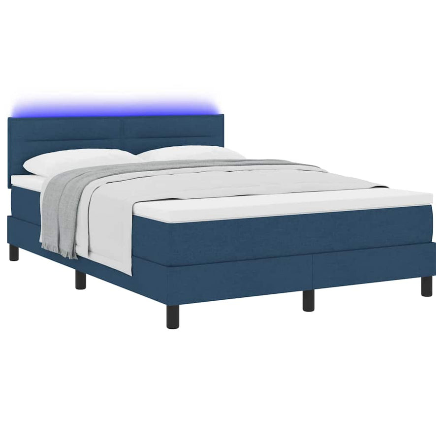 Boxspring bed met matras met hoofdeinde Blauw 140 x 190 cm Stof