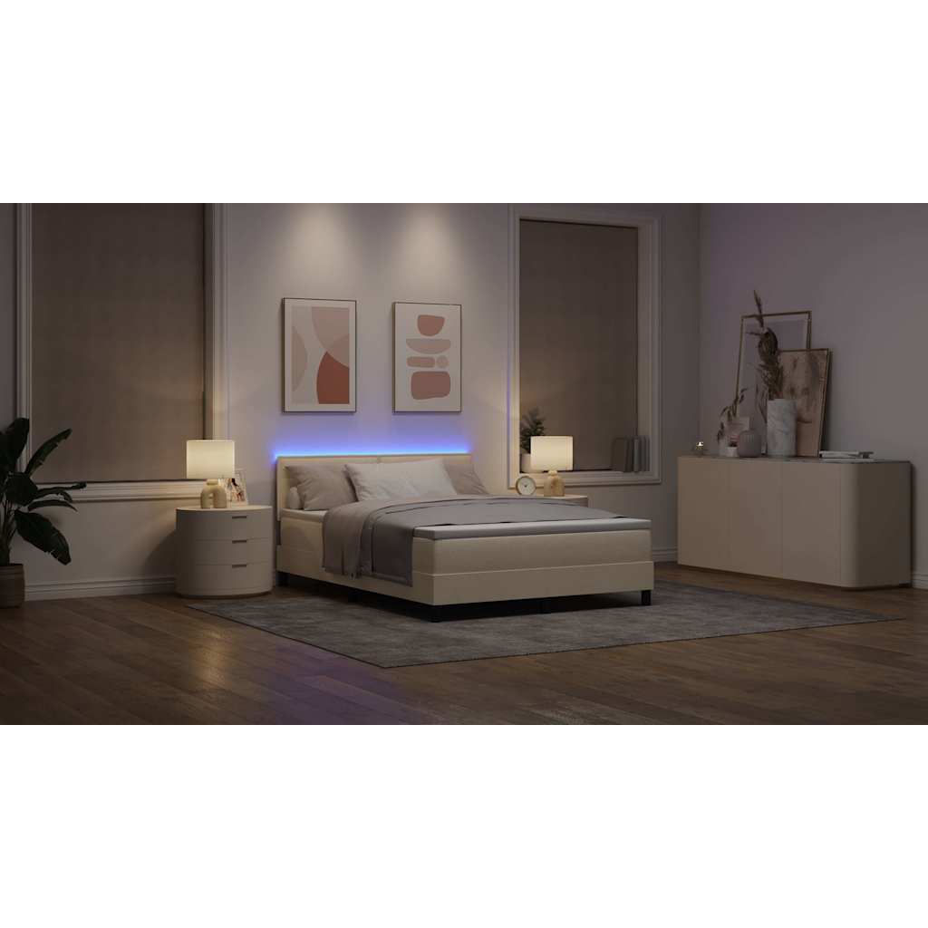 Boxspring bed met matras met LED Crème 160 x 200 cm Stof