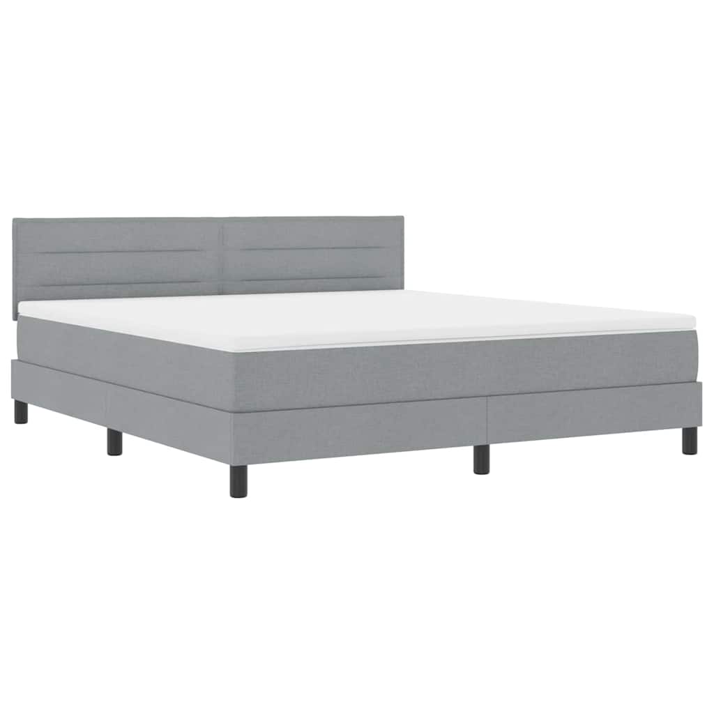 Boxspring bed met matras met LED Lichtgrijs 180 x 200 cm Stof