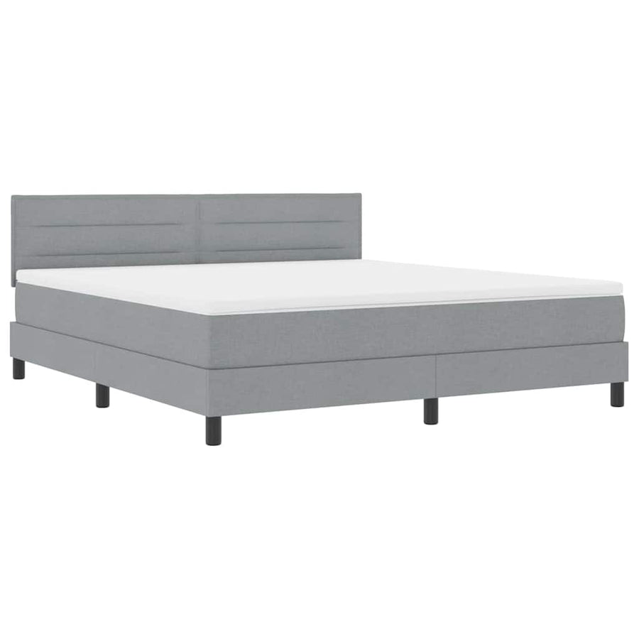 Boxspring bed met matras met LED Lichtgrijs 180 x 200 cm Stof