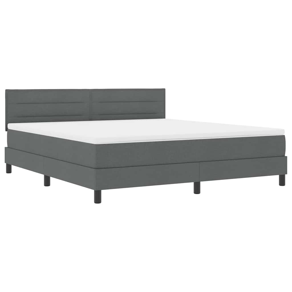 Boxspring bed met matras met LED Donkergrijs 180 x 200 cm Stof