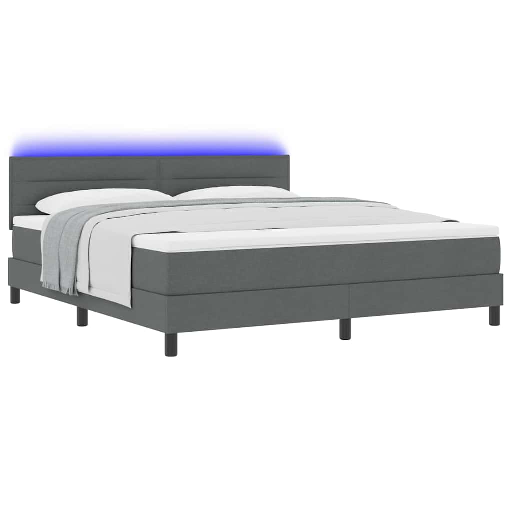 Boxspring bed met matras met LED Donkergrijs 180 x 200 cm Stof