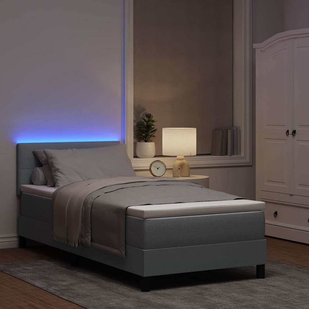 Boxspring bed met hoofdeinde Lichtgrijs 80 x 200 cm Stof