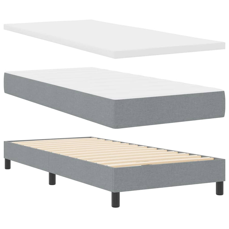 Boxspring bed met hoofdeinde Lichtgrijs 80 x 200 cm Stof