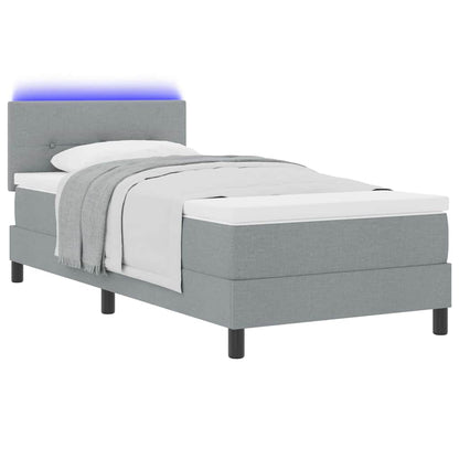 Boxspring bed met hoofdeinde Lichtgrijs 80 x 200 cm Stof