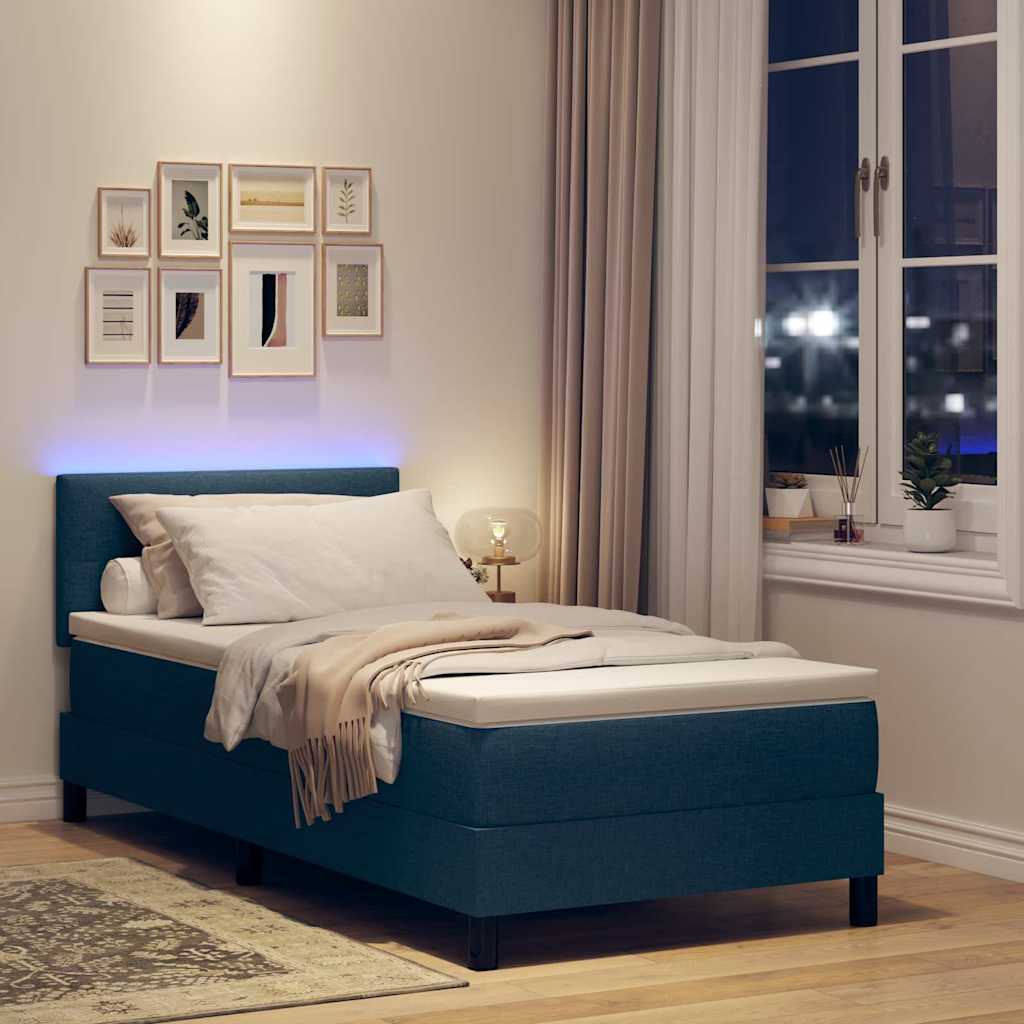 Boxspring bed met kussen met hoofdeinde Blauw 80 x 200 cm Stof