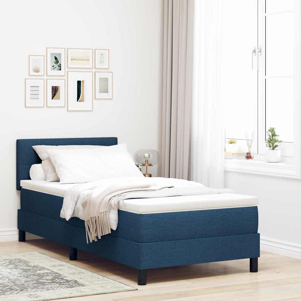 Boxspring bed met kussen met hoofdeinde Blauw 80 x 200 cm Stof