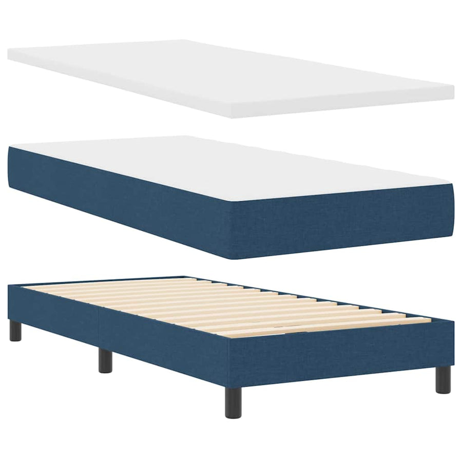 Boxspring bed met kussen met hoofdeinde Blauw 80 x 200 cm Stof