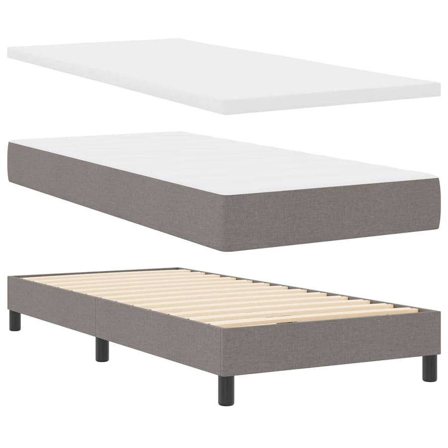 Boxspring bed met LED-stripverlichting Taupe 90 x 200 cm Stof