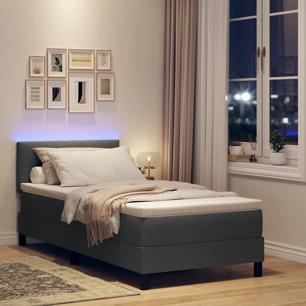 Boxspring bed met matras met LED Donkergrijs 100 x 200 cm Stof