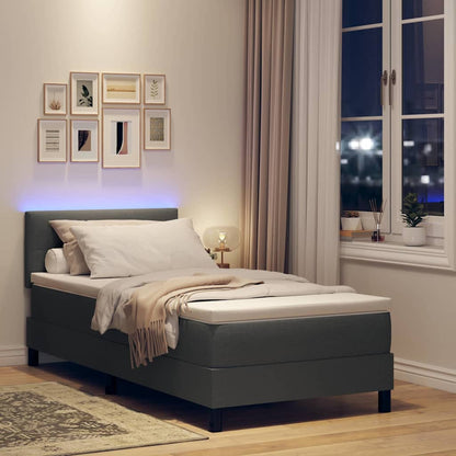 Boxspring bed met matras met LED Donkergrijs 100 x 200 cm Stof