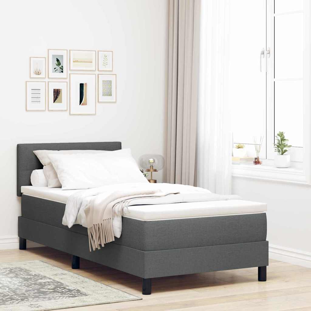 Boxspring bed met matras met LED Donkergrijs 100 x 200 cm Stof