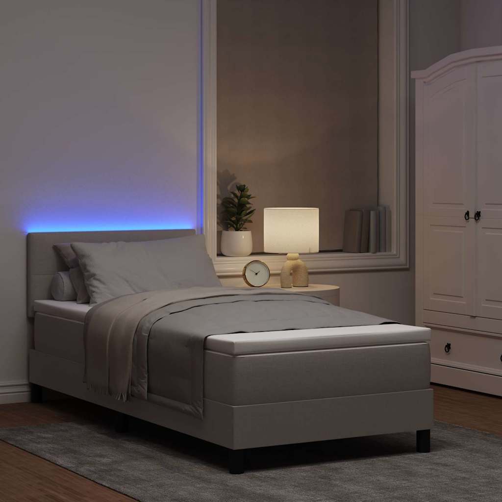 Boxspring bed met LED-stripverlichting Taupe 100 x 200 cm Stof