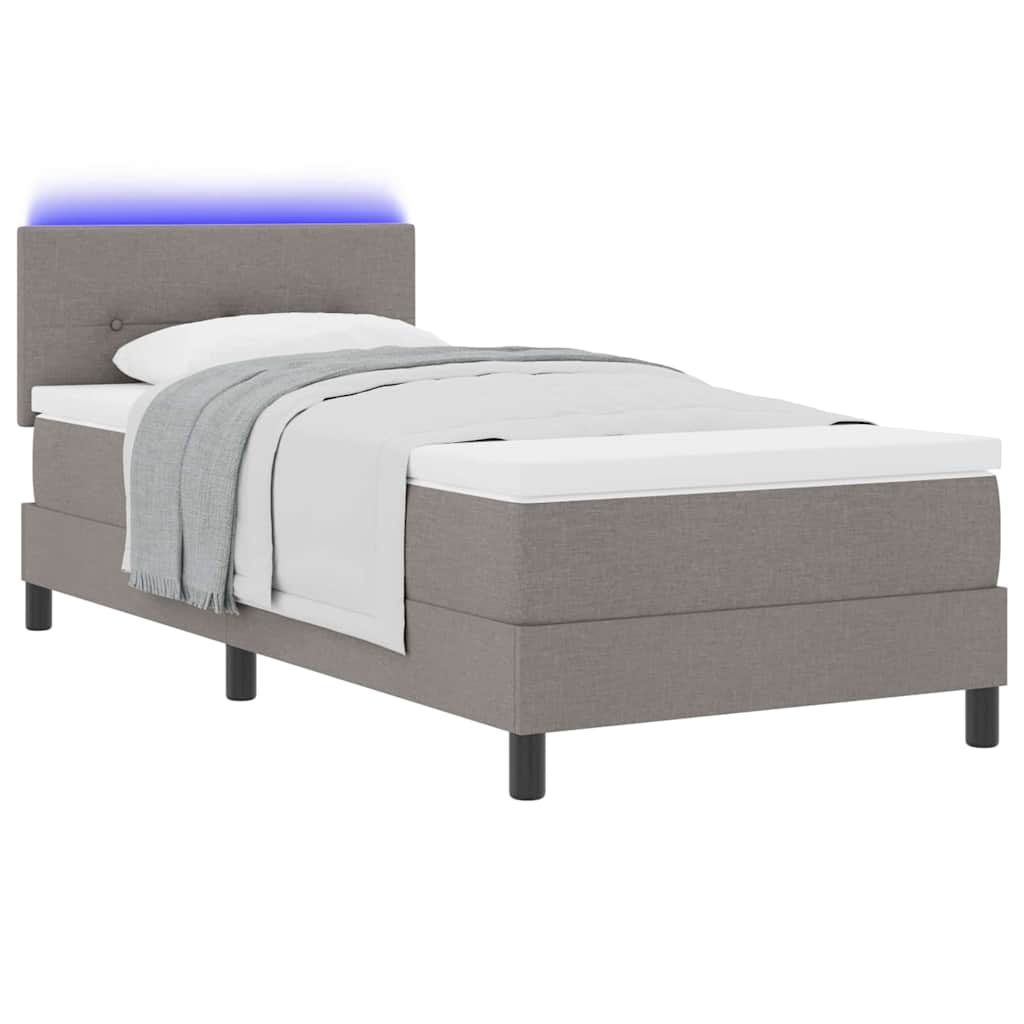 Boxspring bed met LED-stripverlichting Taupe 100 x 200 cm Stof