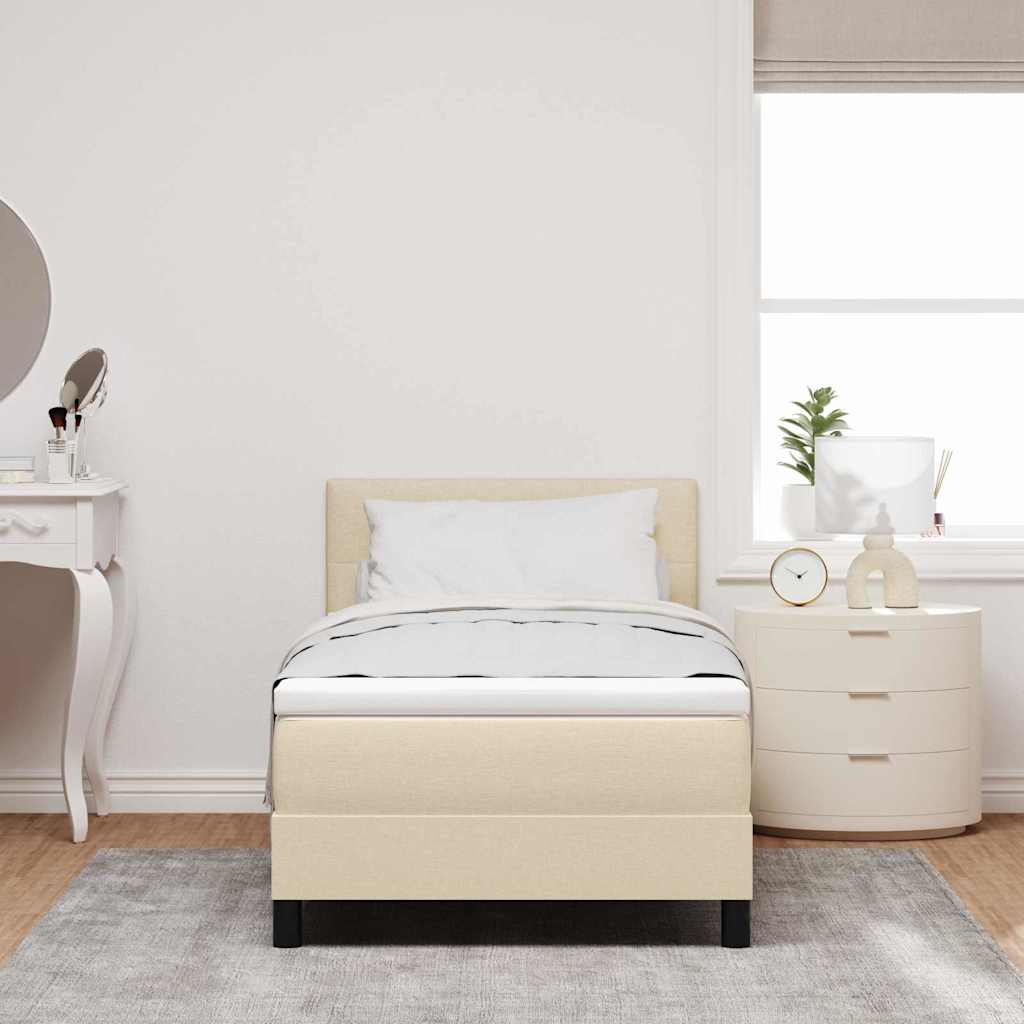 Boxspring bed met LED-stripverlichting Crème 100 x 200 cm Stof