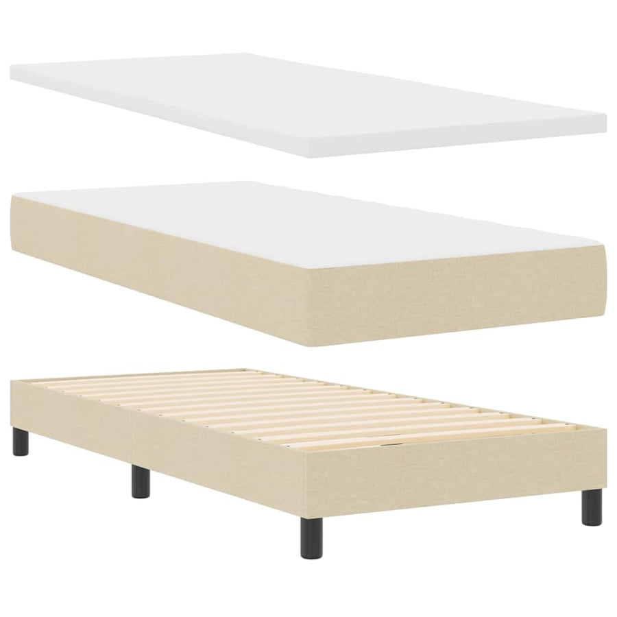 Boxspring bed met LED-stripverlichting Crème 100 x 200 cm Stof