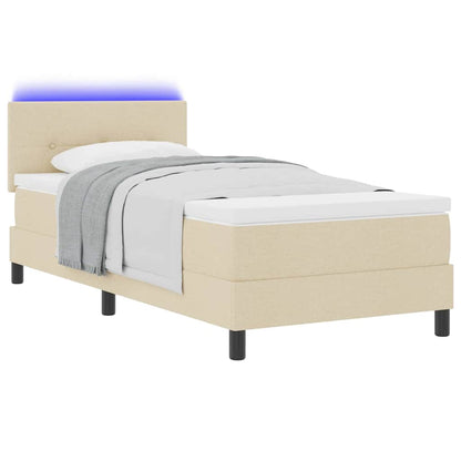 Boxspring bed met LED-stripverlichting Crème 100 x 200 cm Stof