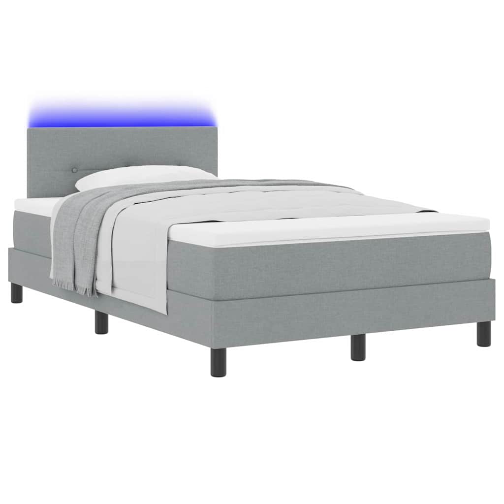 Boxspring bed met hoofdeinde Lichtgrijs 120 x 190 cm Stof