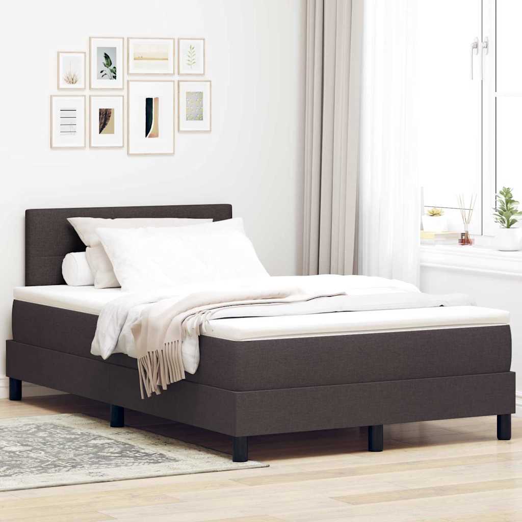 Boxspring bed met matras met LED Donkerbruin 120 x 190 cm Stof