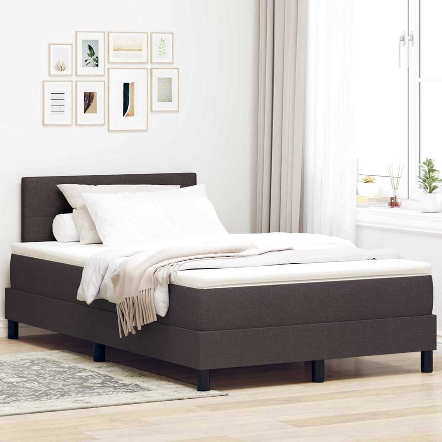Boxspring bed met matras met LED Donkerbruin 120 x 190 cm Stof