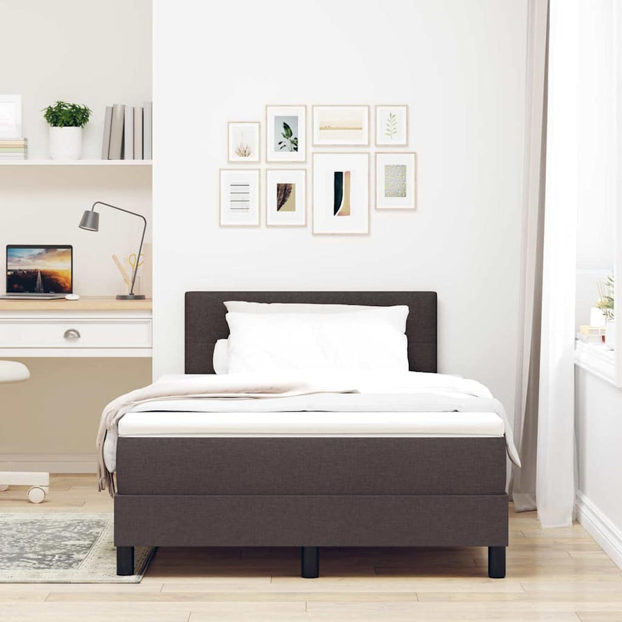 Boxspring bed met matras met LED Donkerbruin 120 x 190 cm Stof