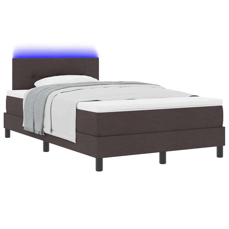 Boxspring bed met matras met LED Donkerbruin 120 x 190 cm Stof