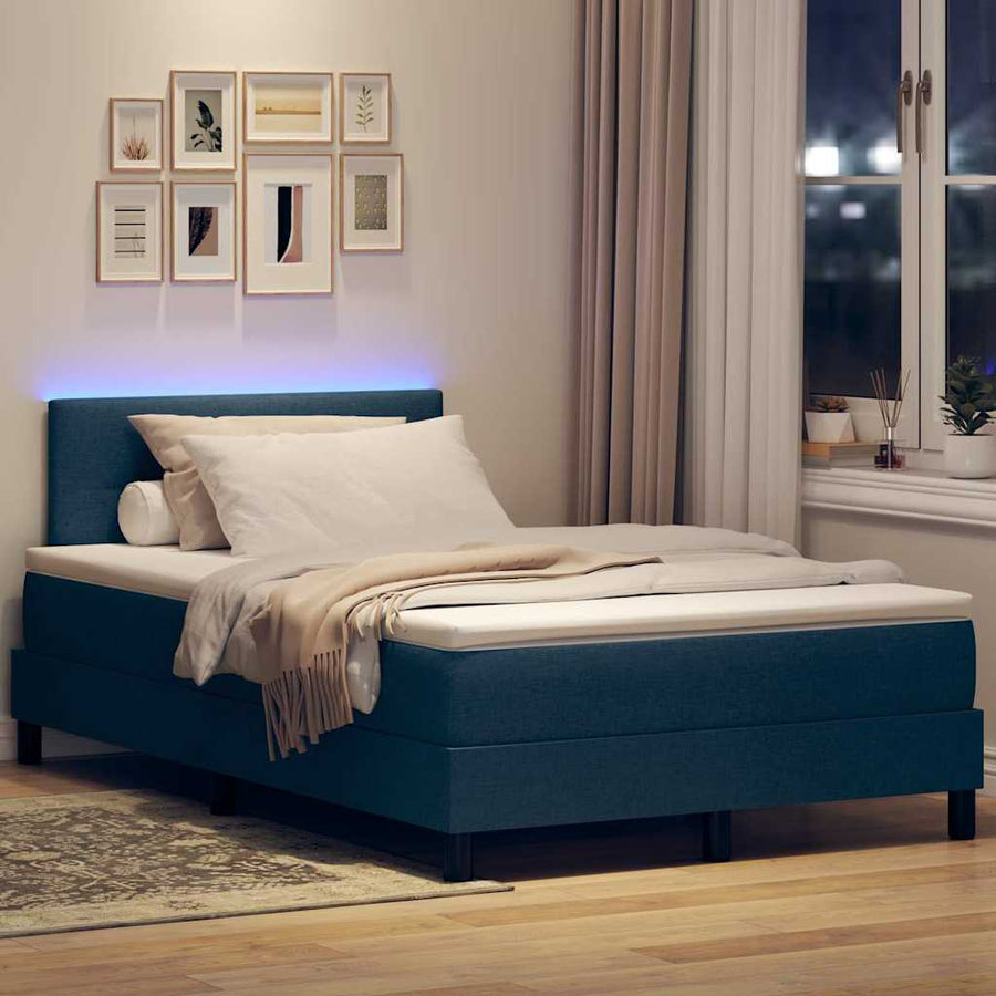 Boxspring bed met matras met hoofdeinde Blauw 120 x 190 cm Stof