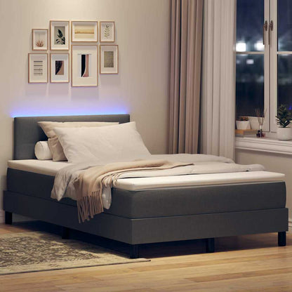 Boxspring bed met matras met LED Donkergrijs 120 x 200 cm Stof