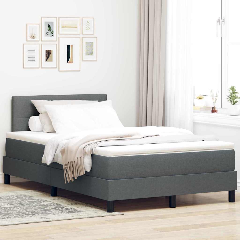 Boxspring bed met matras met LED Donkergrijs 120 x 200 cm Stof