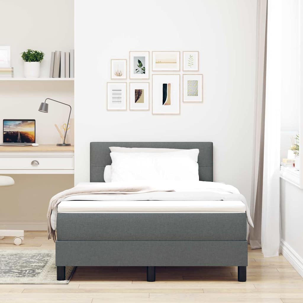 Boxspring bed met matras met LED Donkergrijs 120 x 200 cm Stof