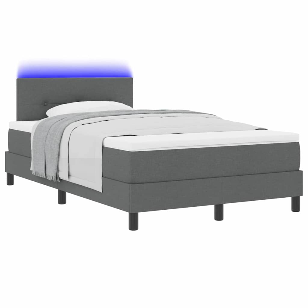 Boxspring bed met matras met LED Donkergrijs 120 x 200 cm Stof