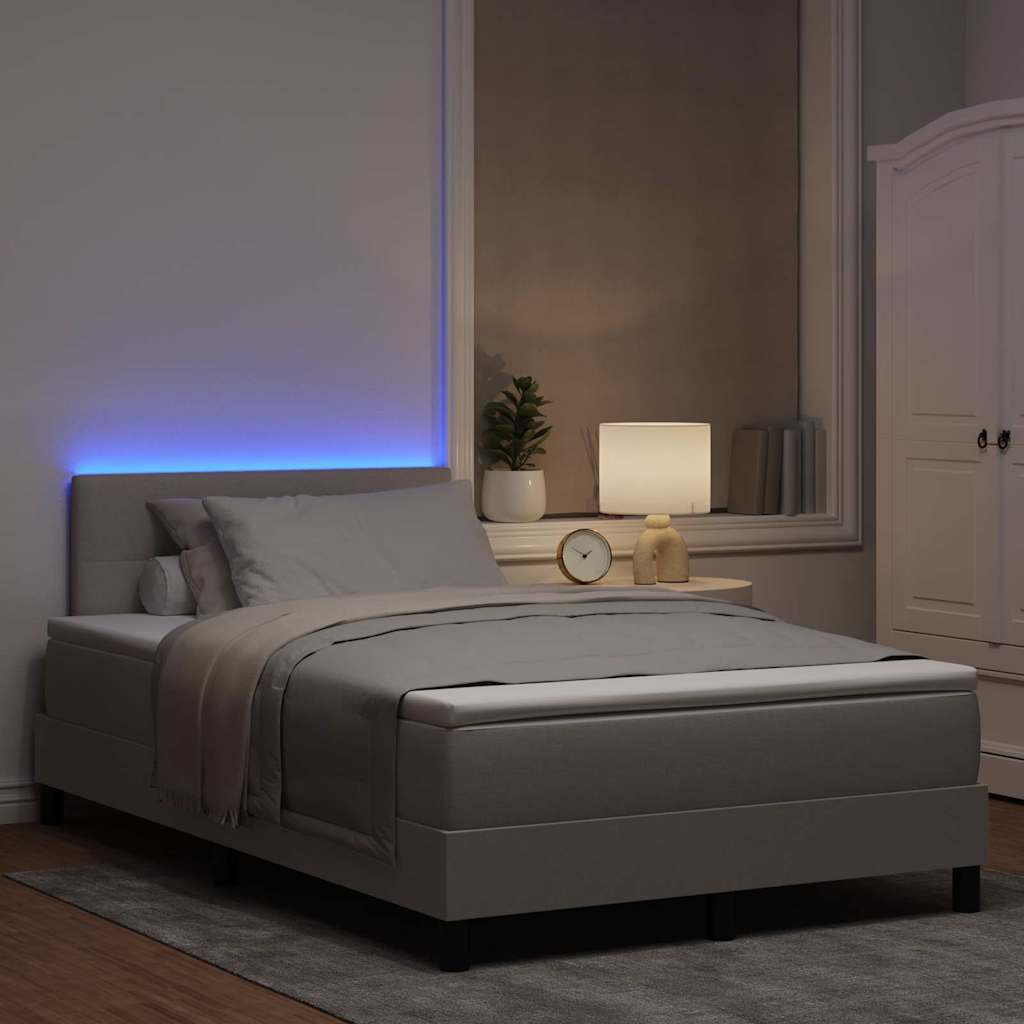 Boxspring bed met LED-stripverlichting Taupe 120 x 200 cm Stof