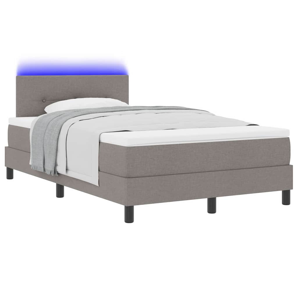 Boxspring bed met LED-stripverlichting Taupe 120 x 200 cm Stof