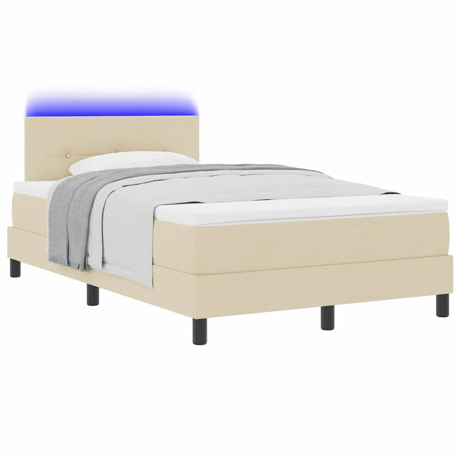 Boxspring bed met LED-stripverlichting Crème 120 x 200 cm Stof