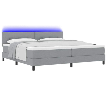 Boxspring bed met hoofdeinde Lichtgrijs 200 x 200 cm Stof