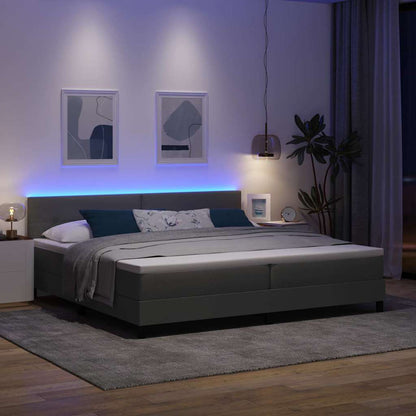 Boxspring bed met hoofdeinde Donkergrijs 200 x 200 cm Stof