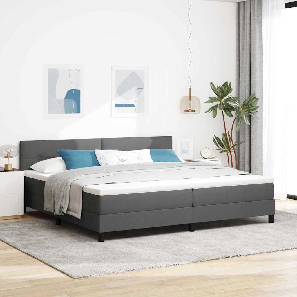 Boxspring bed met hoofdeinde Donkergrijs 200 x 200 cm Stof