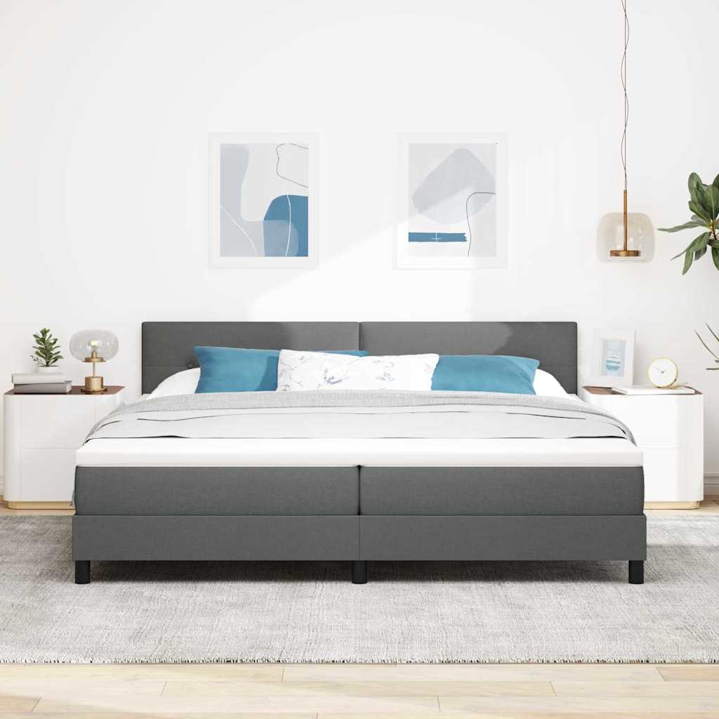 Boxspring bed met hoofdeinde Donkergrijs 200 x 200 cm Stof
