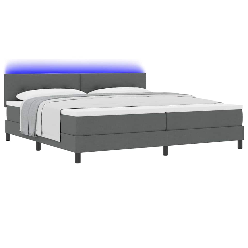 Boxspring bed met hoofdeinde Donkergrijs 200 x 200 cm Stof