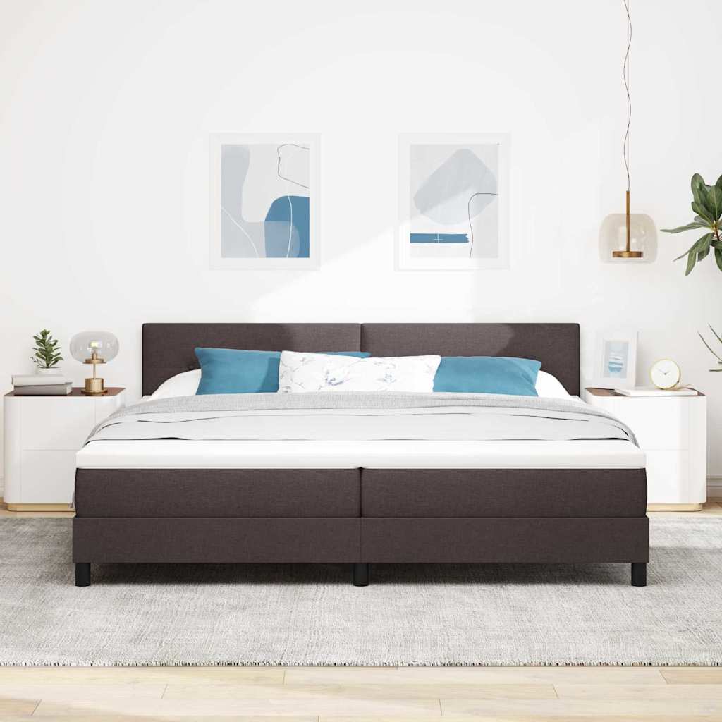 Boxspring bed met hoofdeinde Donkerbruin 200 x 200 cm Stof