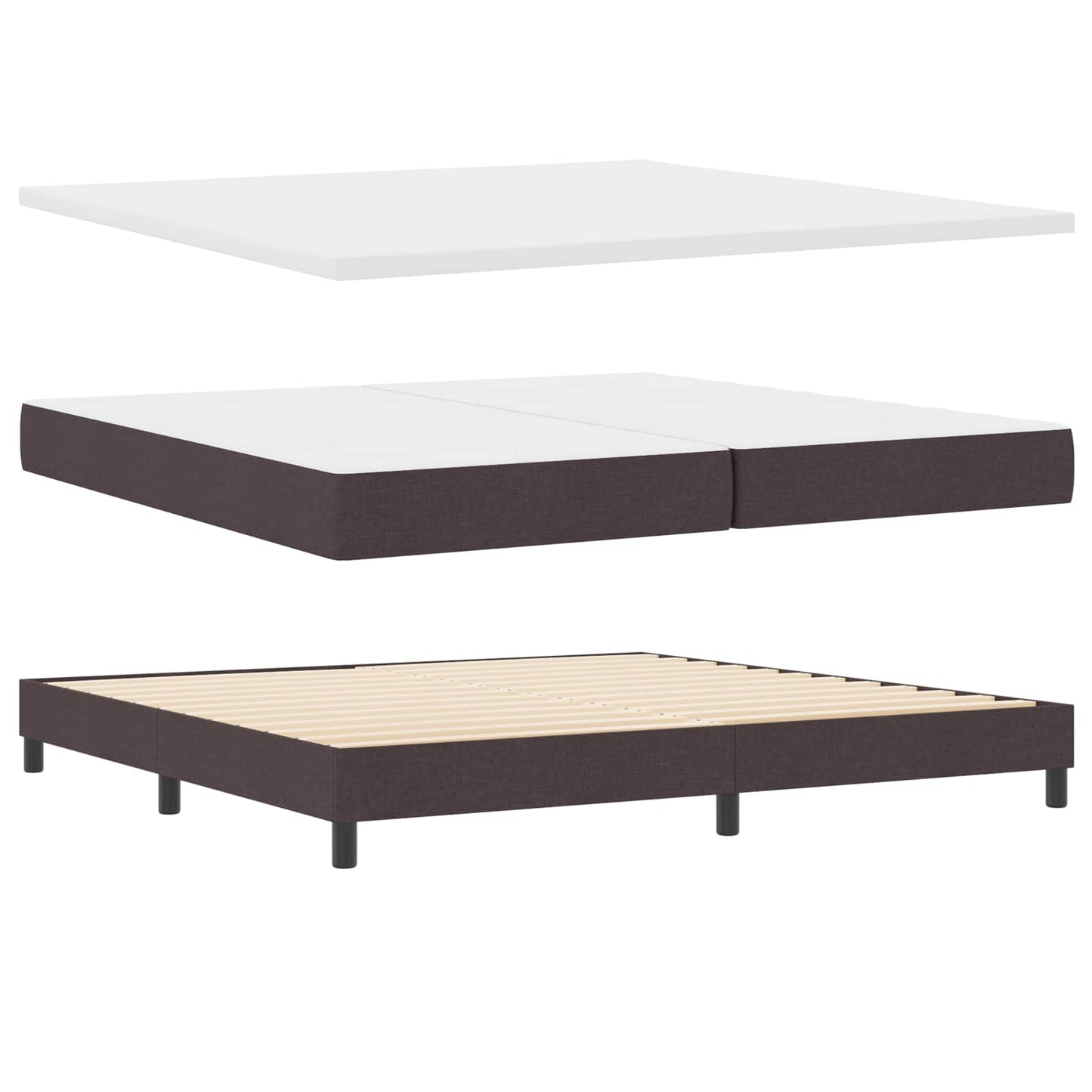 Boxspring bed met hoofdeinde Donkerbruin 200 x 200 cm Stof