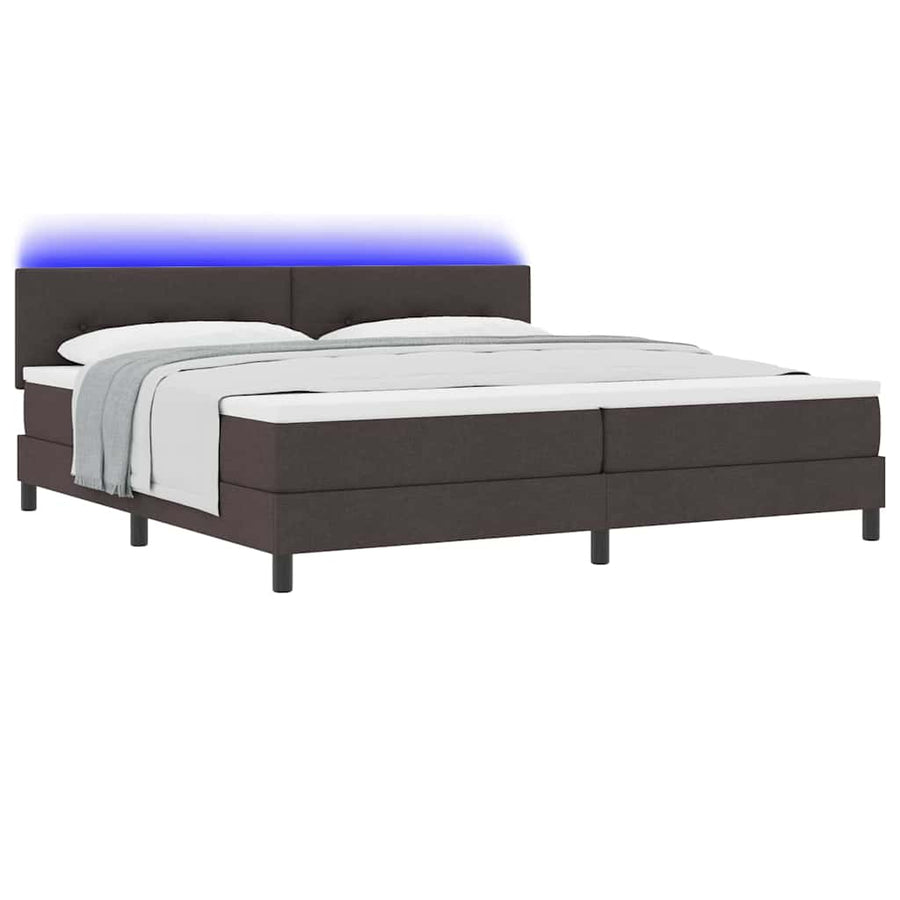 Boxspring bed met hoofdeinde Donkerbruin 200 x 200 cm Stof
