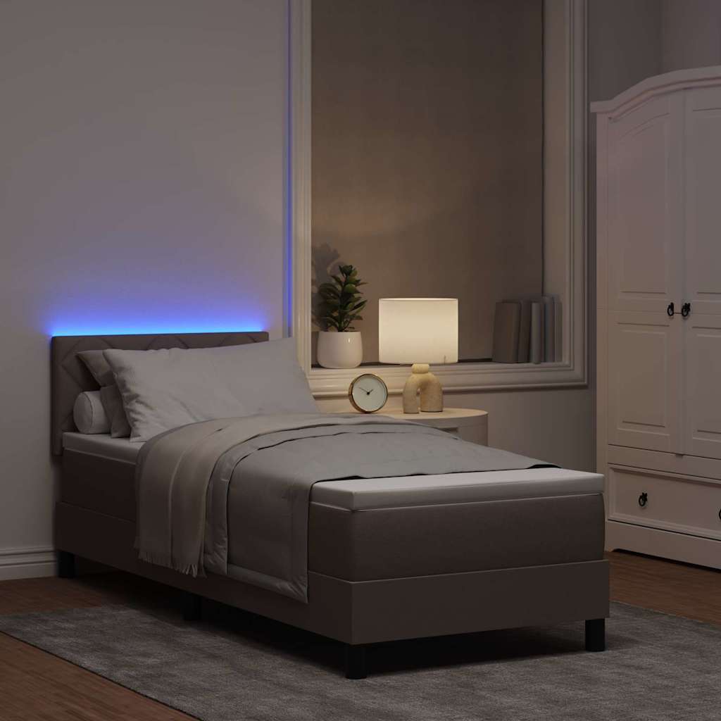Boxspring bed met matras met LED Taupe 80 x 200 cm Stof