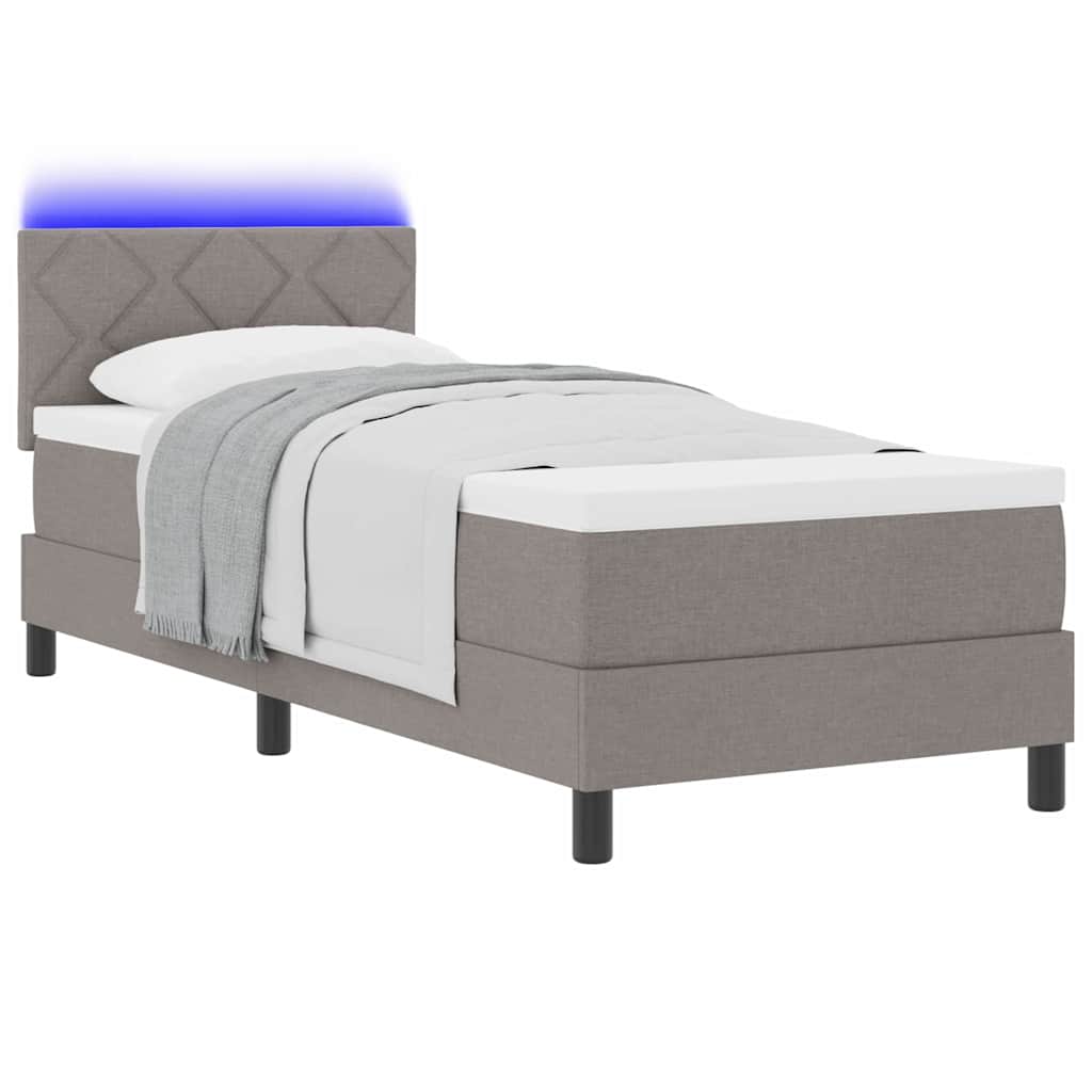 Boxspring bed met matras met LED Taupe 80 x 200 cm Stof