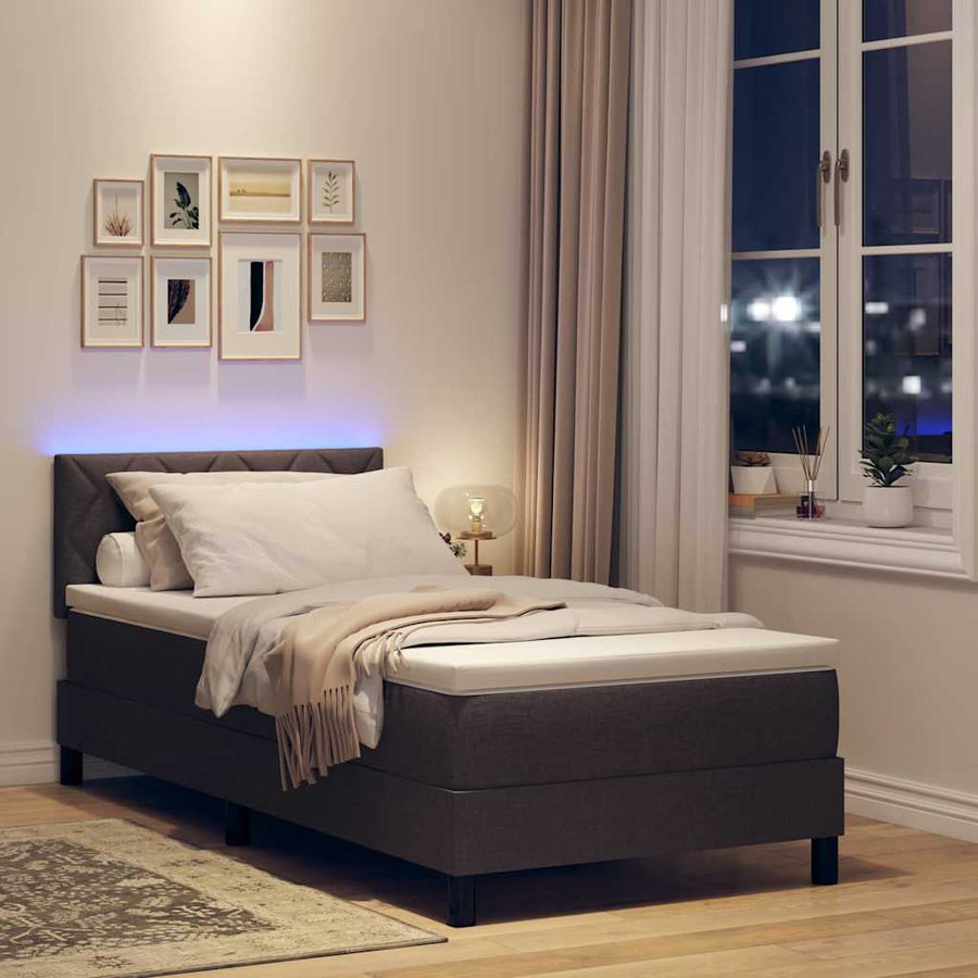 Boxspring bed met matras Donkerbruin 90 x 190 cm Stof