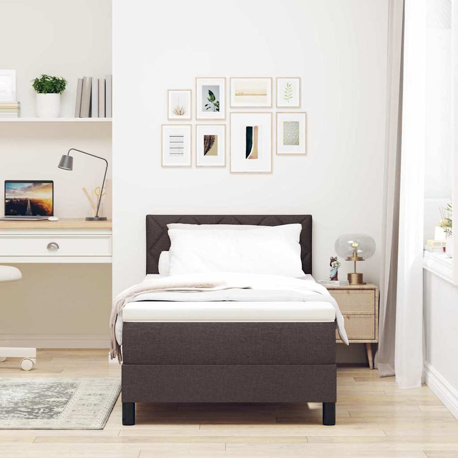 Boxspring bed met matras Donkerbruin 90 x 190 cm Stof