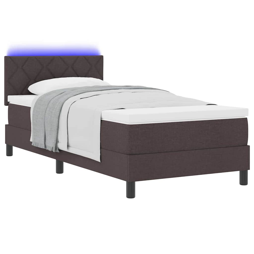 Boxspring bed met matras Donkerbruin 90 x 190 cm Stof
